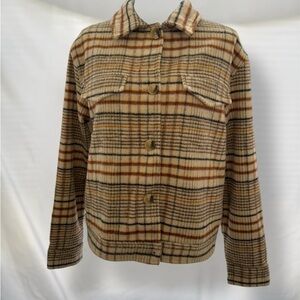 Neutral Plaid Button-Up Shacket Jacket – Cozy Fall Layer (Wool Blend)